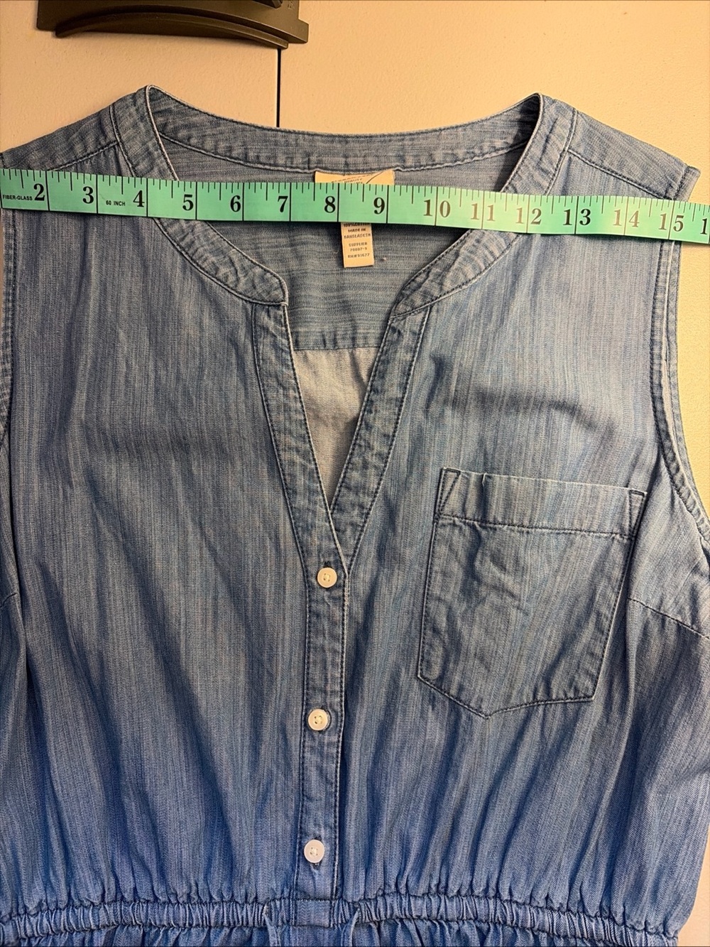 St John’s Bay Denim Dress Women’s Large Blue Sleeveless Cotton Button Front Mini - Picture 5 of 8
